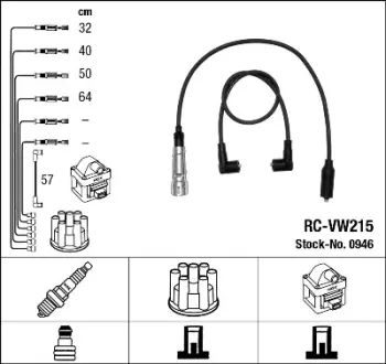 Проводи запалювання (к-кт) VW Caddy II 1.6 95-00 (RC-VW215) NGK 0946