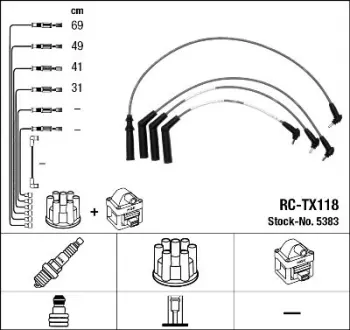Комплект проводів запалювання TOYOTA COROLLA, STARLET 1.3 12.89-07.99 NGK 5383