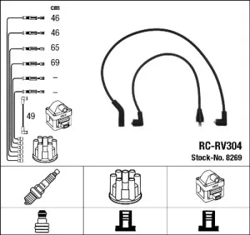 Комплект проводів запалювання HONDA ACCORD III, PRELUDE II, PRELUDE III 1.8/2.0 11.83-01.92 NGK 8269