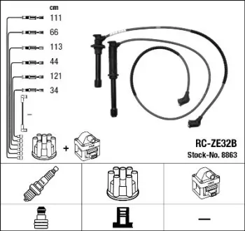 Комплект проводів запалювання FORD USA PROBE II MAZDA 626 IV, MX-6, XEDOS 9 2.5 01.92-09.02 NGK 8863