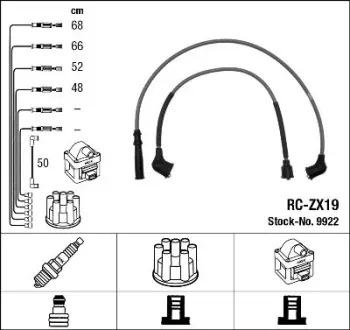 Комплект проводів запалювання FSO POLONEZ I, POLONEZ II MAZDA 323 C IV, 323 C V, 323 F IV, 323 III, 323 S IV, 626 II, MX-3 1.3-2.0 03.83-09.98 NGK 9922