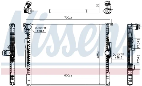 BMW Радіатор системи охолодження двигуна 1 (F20) 16-, 1 (F21) 15-, 3 (F30, F80) 15-, 4 Купе (F32, F82)16- NISSENS 607116