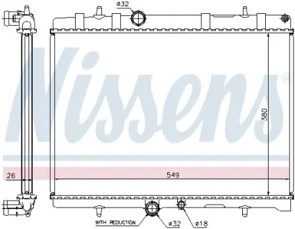Радіатор охолодження PEUGEOT 407/ CITROEN C5 2.0 AT NISSENS 63607A