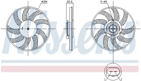 AUDI Вентилятор радіатора (без дифузора) A6 12-, A7 10-, Q3 11- NISSENS 850099