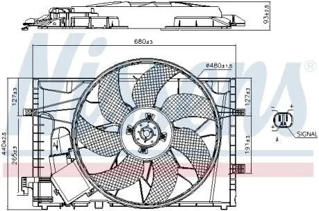 DB Вентилятор радіатора C-CLASS (W203), C-CLASS T-Model (S203), C-CLASS Купе (CL203), CLK Кабріолет (A209) NISSENS 85656