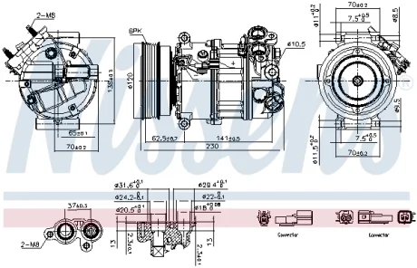 VOLVO Компресор кондиціонера S60 II 15-, S90 II 16 Nissens 891004