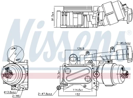 FIAT Масляний радіатор (з корпусом) 500, Doblo, Fiorino, Grande Punto, Qubo, Opel Combo Tour, Corsa C/D 1.3d NISSENS 91346