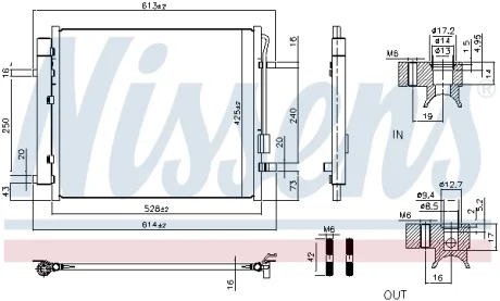 HYUNDAI Радіатор кондиціонера (конденсатор) SANTA FE IV 1.6, 2.2 18-, KIA NISSENS 941028