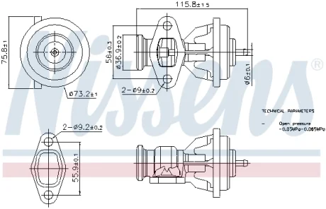 DB Клапан EGR Sprinter, Vario, Vito 2.3/2.9D/TD 96- NISSENS 98439