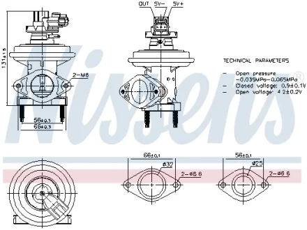 FORD Клапан EGR Mondeo III 2.0TDCi 02-, Transit 2.0/2.4DI/TDE 02 Nissens 98480