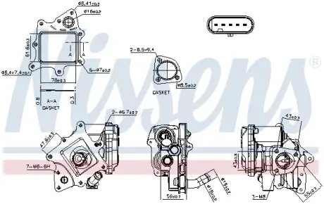 CITROEN Клапан системи рециркуляції ВГ (EGR) JUMPER II 3.0 06-, FIAT, PEUGEOT NISSENS 98524