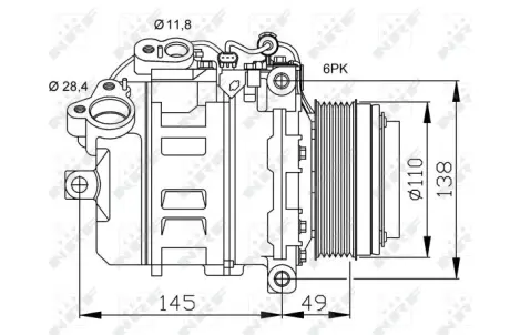 Компресор кондиціонера BMW 3 (E90)/5 (E60)/X1 (E84) 05-12 N47/N57 NRF 32533