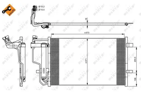 Радіатор кондиціонера Mazda 3 1.6-2.0MZR/2.3MPS T 08-14 NRF 35922