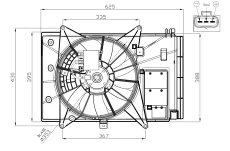 Вентилятор радіатора (з корпусом) MAZDA 2, 6, CX-3 1.5D/2.0/2.2D 12.12- NRF 47949