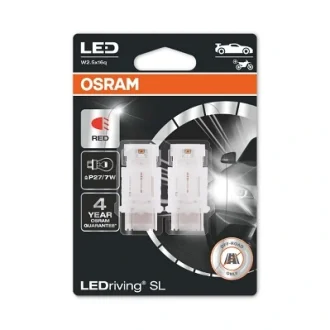 LED лампочка (упаковка-блістер 2шт) P27/7W 12В 1,4Вт без гомологічного сертифікату LEDriving SL, червона Osram 3157DRP02B