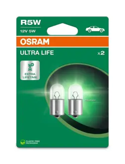 Лампочка R5W Ultra Life (упаковка-блістер, 2 шт, 12В, 5Вт, тип гнізда: BA15S основна лампа в 4 рази довший термін служби) OSRAM 5007ULT-2BL