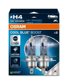 Лампочка H4 Cool Blue Boost (набір, 2 шт, 12В, синя, 90/100Вт, тип гнізда: P43T без гомологічного сертифікату) OSRAM 62193CBB-2HB