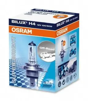 Лампочка Super Bright галоген H4 (10 шт, 12 В, 90/100 Вт, тип гнізда: P43T без гомологічного сертифікату) OSRAM 62204