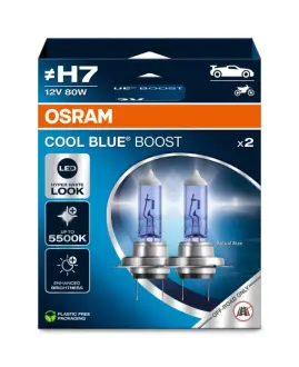 Лампочка H7 Cool Blue Boost (набір, 2 шт, 12В, синя, 80Вт, тип гнізда: PX26D без гомологічного сертифікату) OSRAM 62210CBB-2HB