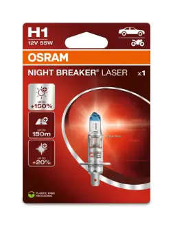 Лампочка H1 Night Breaker Laser (упаковка-блістер, 1 шт, 12В, Білий, 55Вт, тип гнізда: P14,5S (EN) up to 150% greater brightness (EN) up to 20% whiter light) OSRAM 64150NL-1BL
