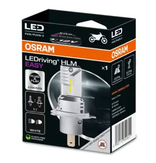 LED лампочка H19/H4 LEDriving HL EASY (упаковка-блістер, 1 шт, 12В, Білий, 19.0/18.7Вт, тип гнізда: P43T для мотоциклів без гомологічного сертифікату) OSRAM 64193DWESY-1HB