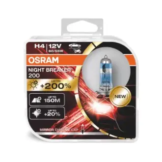 Лампа (Набір 2шт) H4 12В 60/55Вт P43T Night Breaker 200, Білий 4000K OSRAM 64193NB200HCB (фото 1)