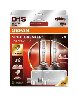 Лампочка D1S XENARC NIGHT BREAKER 220 (набір, 2 шт, 85В, Теплий білий, 35Вт, тип гнізда: PK32D-2) OSRAM 66140XN2-2HB