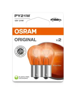 Лампочка PY21W Standard (упаковка-блістер, 2 шт, 12В, Помаранчевий, 21Вт, тип гнізда: BAU15S основна лампа) OSRAM 7507-2BL