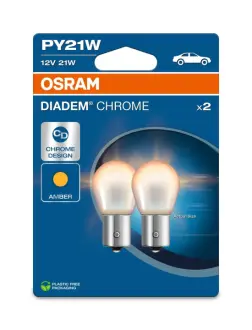 Лампочка PY21W Diadem Chrome NextGen (упаковка-блістер, 2 шт, 12В, Помаранчевий, 21Вт, тип гнізда: BAU15S) OSRAM 7507DC-2BL