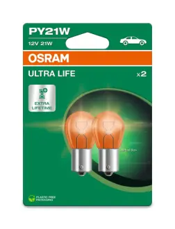 Лампочка PY21W Ultra Life (упаковка-блістер, 2 шт, 12В, 21Вт, тип гнізда: BAU15S в 4 рази довший термін служби) OSRAM 7507ULT-2BL