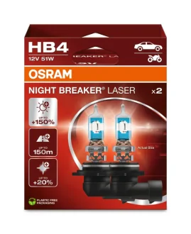 Лампа (Набір 2шт) HB4 12В 51Вт P22D (EN) up to 150% greater brightness (EN) up to 150m light beam (EN) up to 20% whiter light Night Breaker Laser, Білий Osram 9006NL2HB
