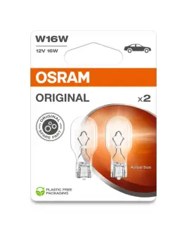 Лампочка W16W Standard (упаковка-блістер, 2 шт, 12В, 16Вт, тип гнізда: W2,1X9,5D) OSRAM 921-2BL