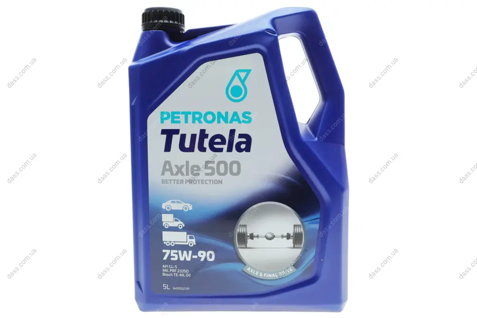 Олива 75W90 TUTELA AXLE 500 (5L) API GL-5 (MIL PRF 2105D/ZF TE-ML 07A/TE-ML 08/Bosch TE-ML 08) Petronas 76631M12EU (фото 1)