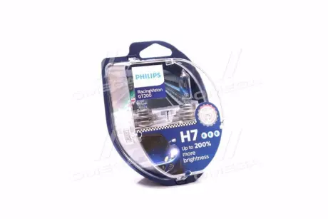 Лампочка RacingVision GT200 галоген H7 (2 шт, 12 В, 55 Вт, тип гнізда: PX26D (EN) up to 200% greater brightness) PHILIPS 12972RGTS2