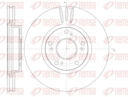 HONDA гальмівний диск передн. ACCORD VI (CK, CG, CH, CF, CL) 2.3 (CL3, S86) 01-03 Remsa 6985.10