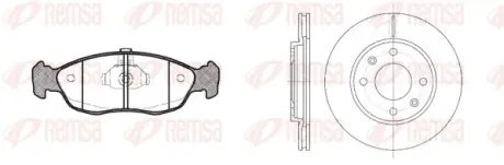 PEUGEOT К-кт гальм. колодки 0461.10 + диски 6131.10 106 II (1A_, 1C_) 1.1 i 97-01, CITROEN SAXO (S0, S1) 1.5 D 96-03 REMSA 8461.02