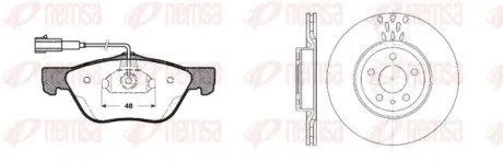 ALFA ROMEO К-кт гальм. колодки 0589.21 + диски 6316.10 156 (932_) 2.4 JTD (932AXF00) 03-05 REMSA 8589.00 (фото 1)