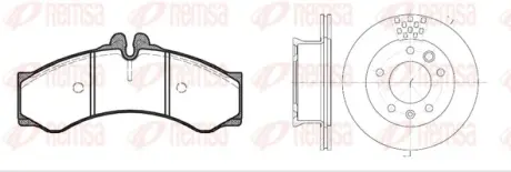 VW К-кт гальм. колодки 0614.00 + диски 6461.10 LT 28-35 II 2.5 TDI 01-06, DB SPRINTER 4-t (B904) 408 D 96-06 REMSA 8614.00 (фото 1)