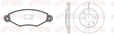 PEUGEOT К-кт гальм. колодки 0643.10 + диски 6131.10 206 (2A/C) 1.6 i 98-00 REMSA 8643.07