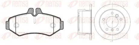 DB К-кт гальм. колодки 0733.00 + диски 6565.00 Sprinter VW LT 96- REMSA 8733.00 (фото 1)