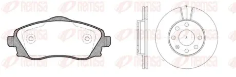 OPEL К-кт гальм. колодки 0774.02 + диски 6061.10 передн. Ascona, Astra, Kadett E, Vectra A REMSA 8774.01 (фото 1)