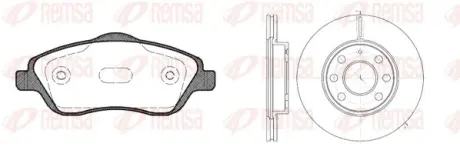 OPEL К-кт гальм. колодок 0774.12 + диски 6665.10 Combo 01-, Corsa C 1,0-1,8 00- REMSA 8774.06 (фото 1)
