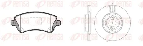 TOYOTA К-кт гальмівні колодки 0822.12 + диски 6703.10 Corolla 02- REMSA 8822.00 (фото 1)