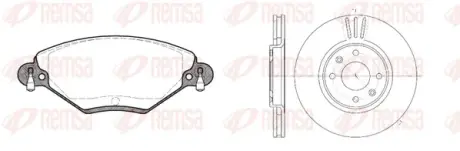 PEUGEOT К-кт галь. колодки 0828.04 + диски 6604.10 207 02/06- 207 SW 06/07- 3008 06/09- 307 08/00- 307 SW 03/02- 308 09/07- 308 SW 09/07- REMSA 8828.00 (фото 1)