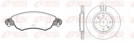 CITROEN К-кт гальм. колодки 0829.04 + диски 6603.10 BERLINGO 07/96- C2 09/03- C3 11/09- C3 PICASSO 02/09- C3 PLURIEL 05/03- C4 11/04- C5 08/04- REMSA 8829.00
