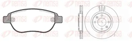 CITROEN К-кт гальм. колодки 0841.00 + диски 6603.10 BERLINGO 07/96- C2 09/03- C3 11/09- C3 PICASSO 02/09- C3 PLURIEL 05/03- C4 11/04- C5 08/04- REMSA 8841.01 (фото 1)