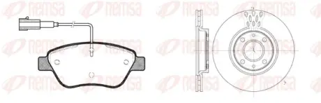 Fiat К-кт гальм. колодки 0858.01 + диски 6443.10 Doblo 1.3JTD 1.9JTD 1.4i 05- REMSA 8858.01 (фото 1)
