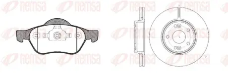 RENAULT К-кт гальм. колодки 0962.00 + диски 6697.10 Laguna II, Megane II, Scenic II REMSA 8962.00 (фото 1)