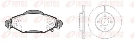 TOYOTA К-кт гальмівні колодки 0978.02 + диски 6635.10 передн.Yaris 99- REMSA 8978.00 (фото 1)