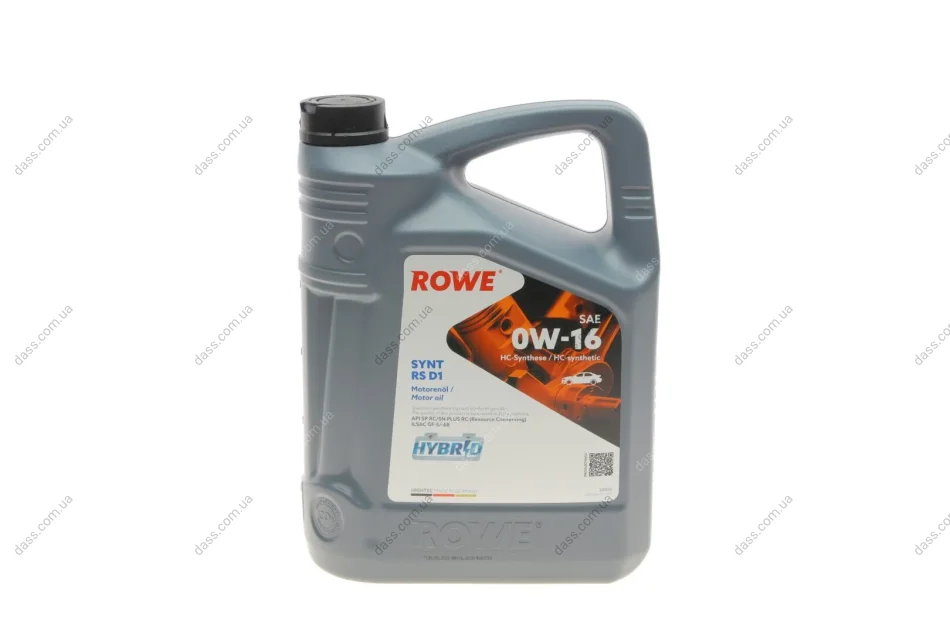 Олива 0W16 8100 HIGHTEC SYNT RS D1 (5L) API SP RC/SN PLUS RC(Resource Conserving) ILSAC GF-5/-6B ROWE 20005-0050-99 (фото 1)